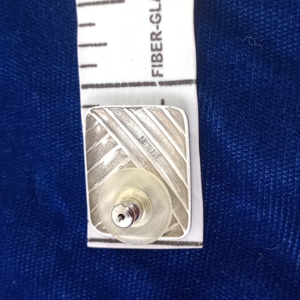 Sterling Silver Diamond Cut Rectangle Geometric S… - image 7